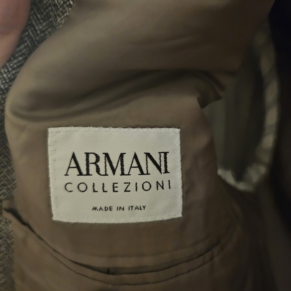 Armani Collezioni Brown Wool Cashmere Blend Blazer Mens Suit Jacket Size 42L - Picture 2 of 10
